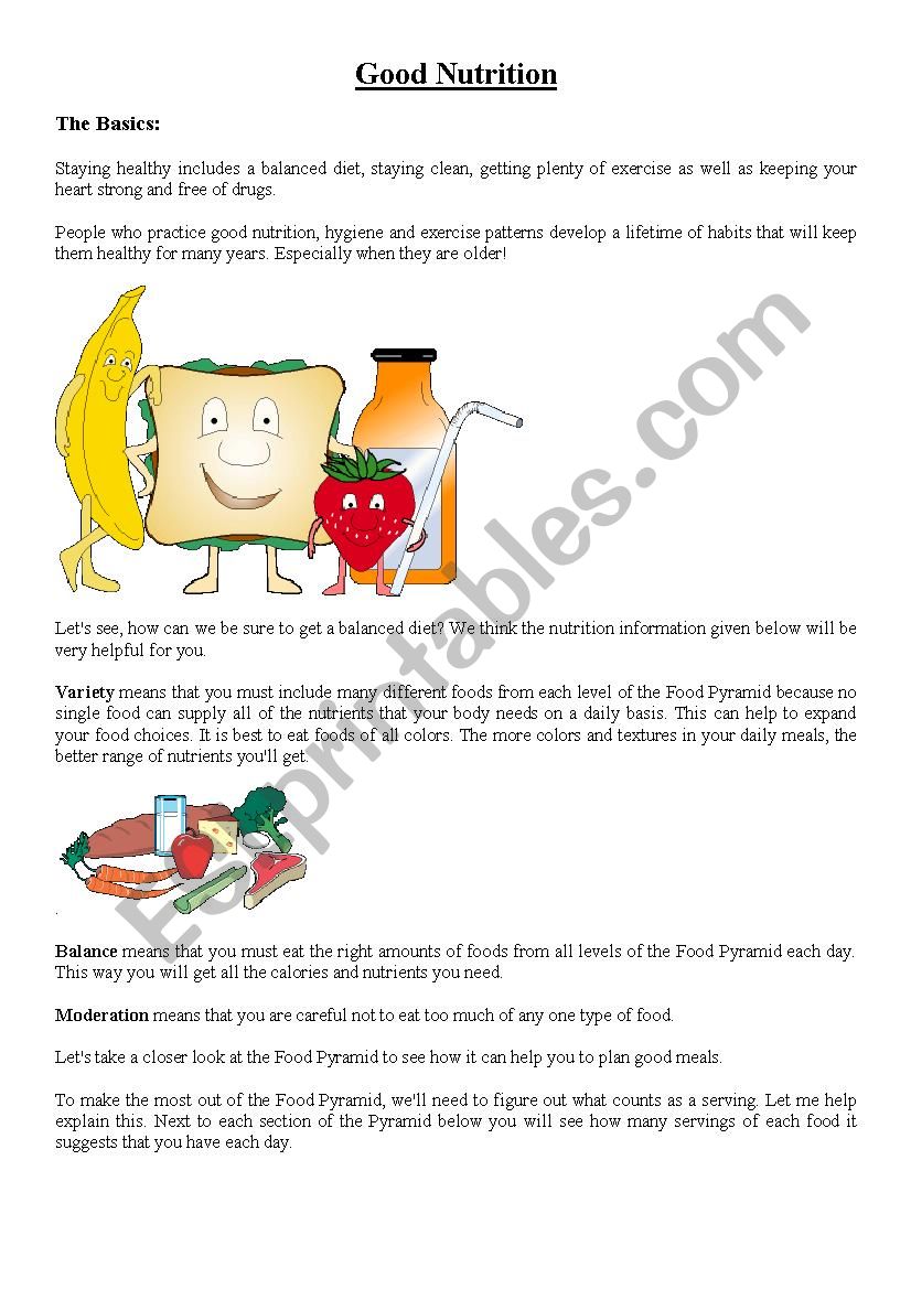 GOOD NUTRITION - FOOD HABITS worksheet