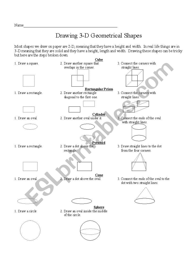 Drawing 3D Solids worksheet