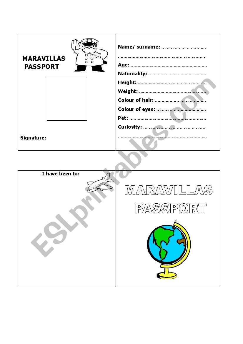 Passport worksheet