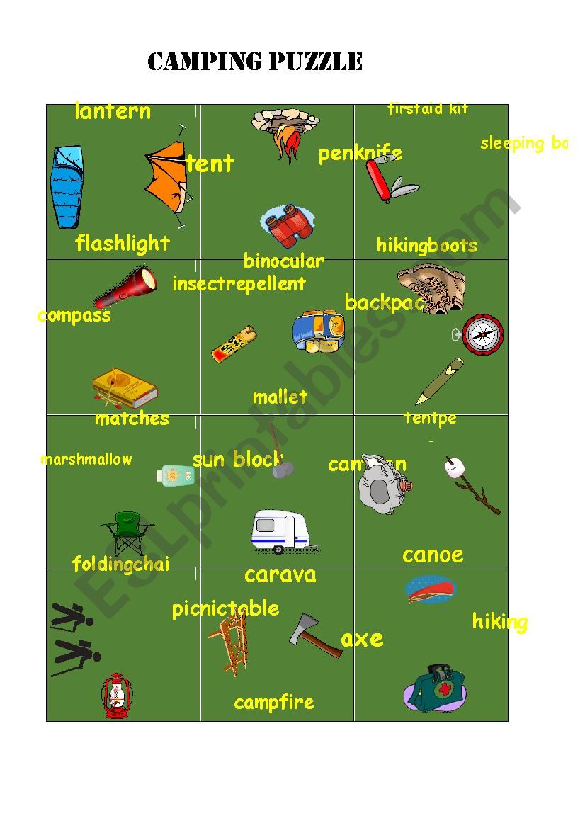 Camping Words Puzzle worksheet