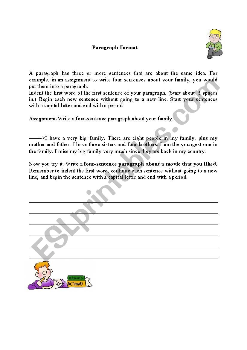 Beginning Paragraph Writing worksheet