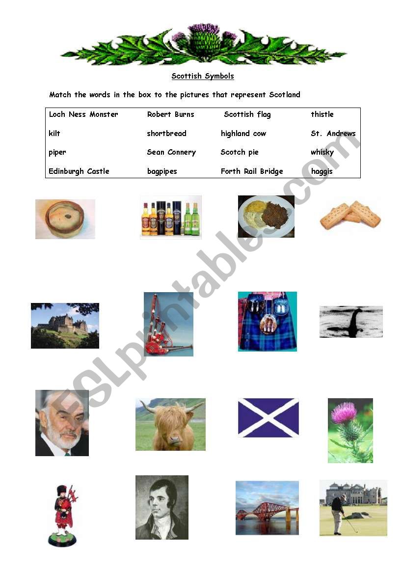 Scottish Symbols worksheet