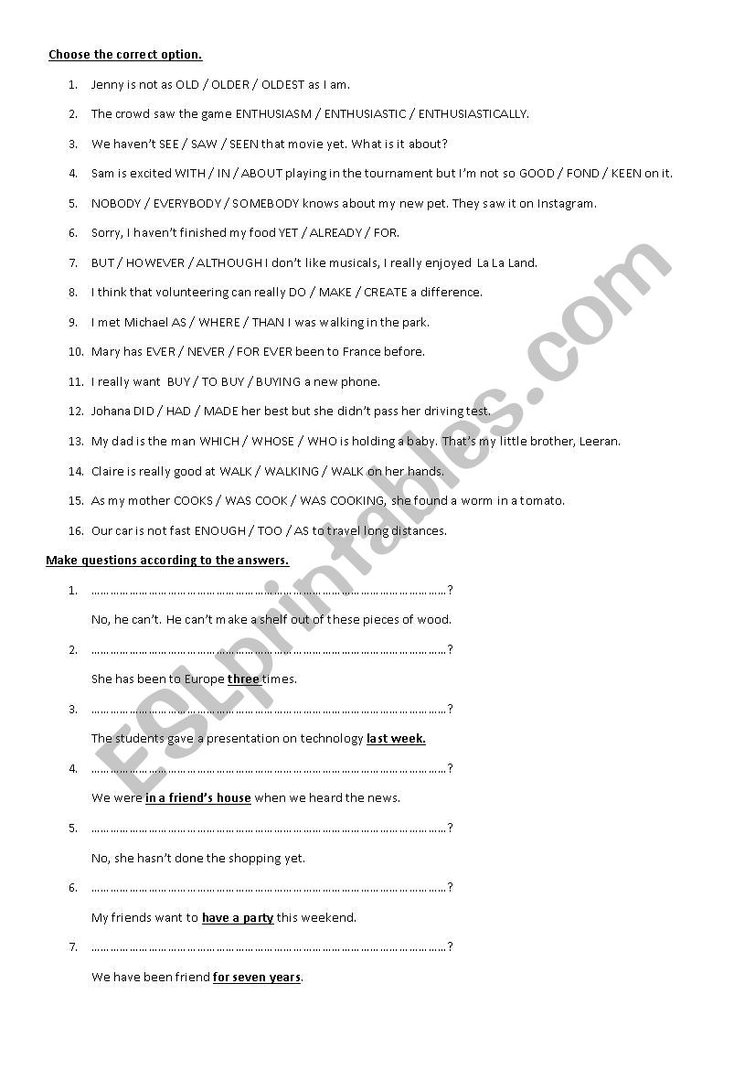 General Practice worksheet