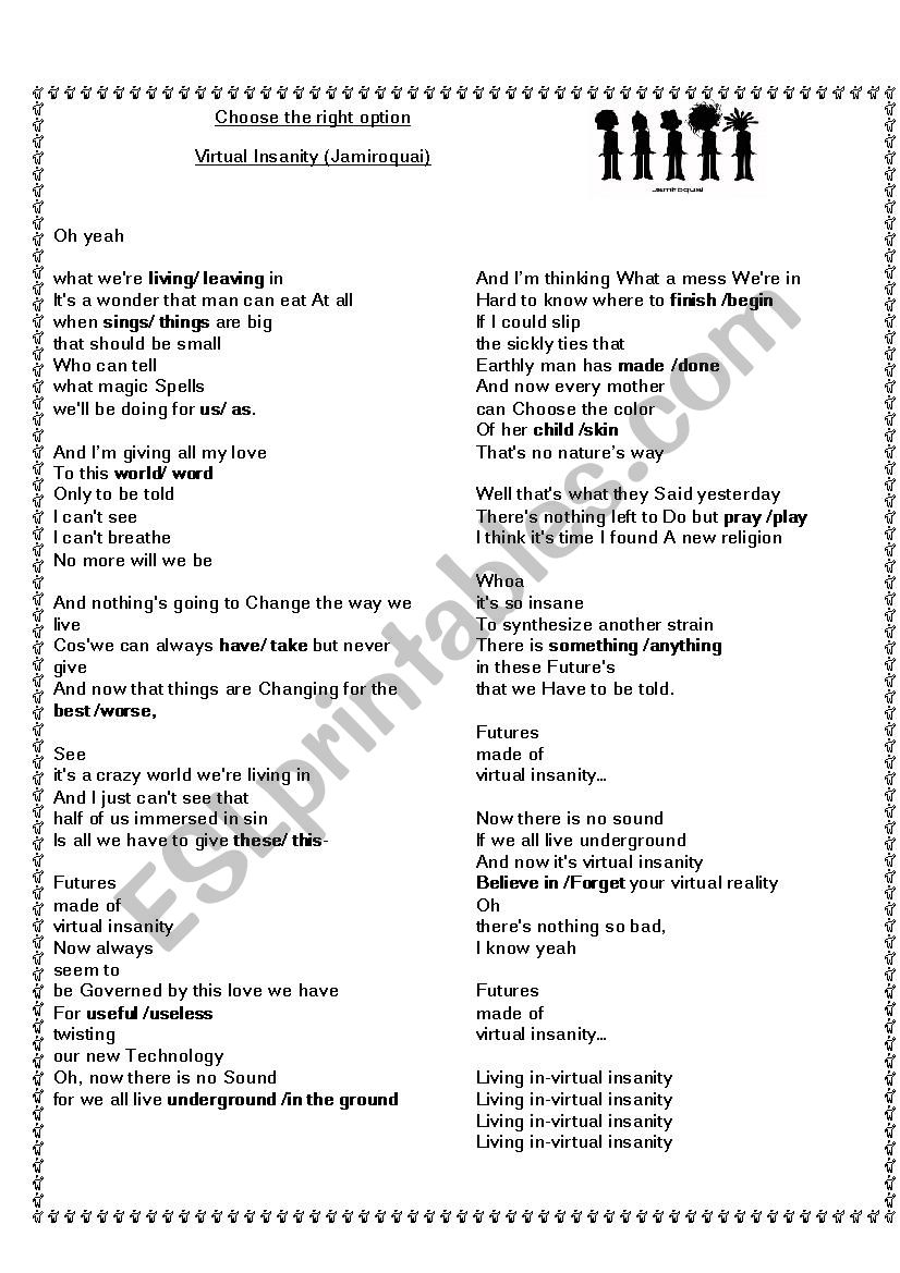 Virtual Insanity worksheet