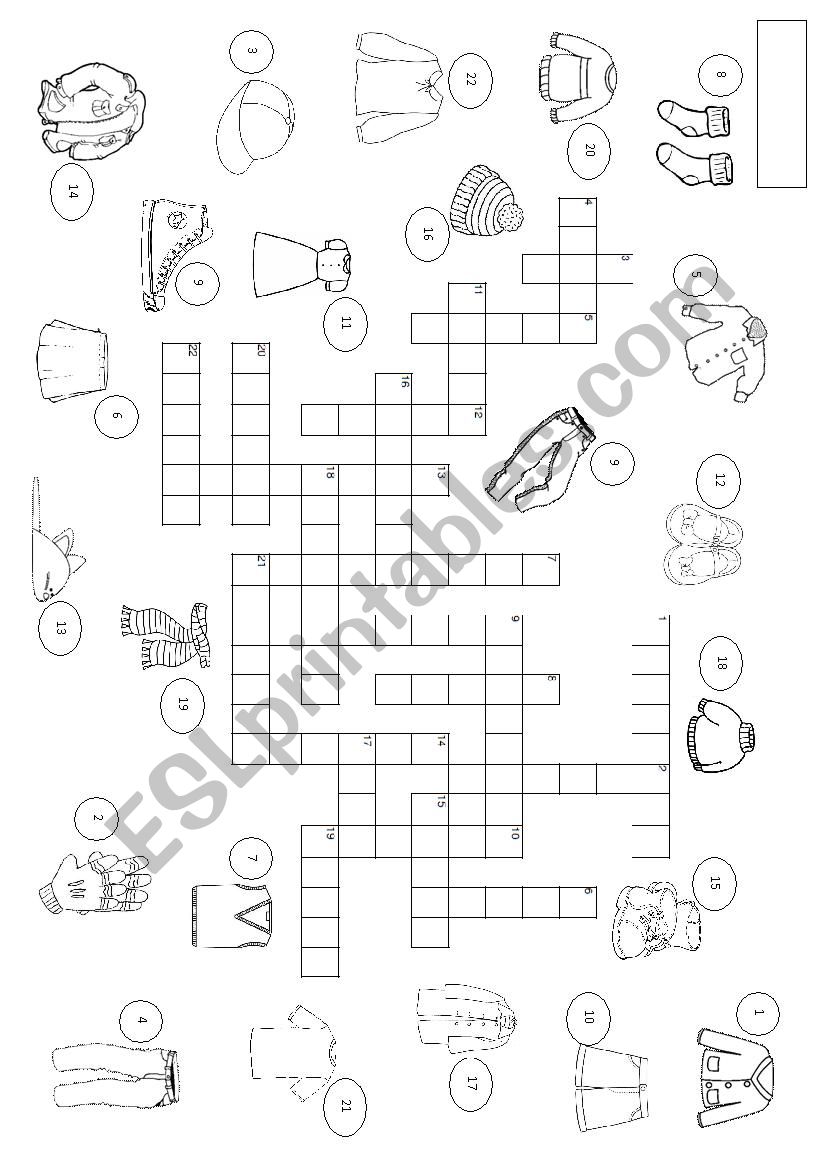 Clothing - Crossword worksheet