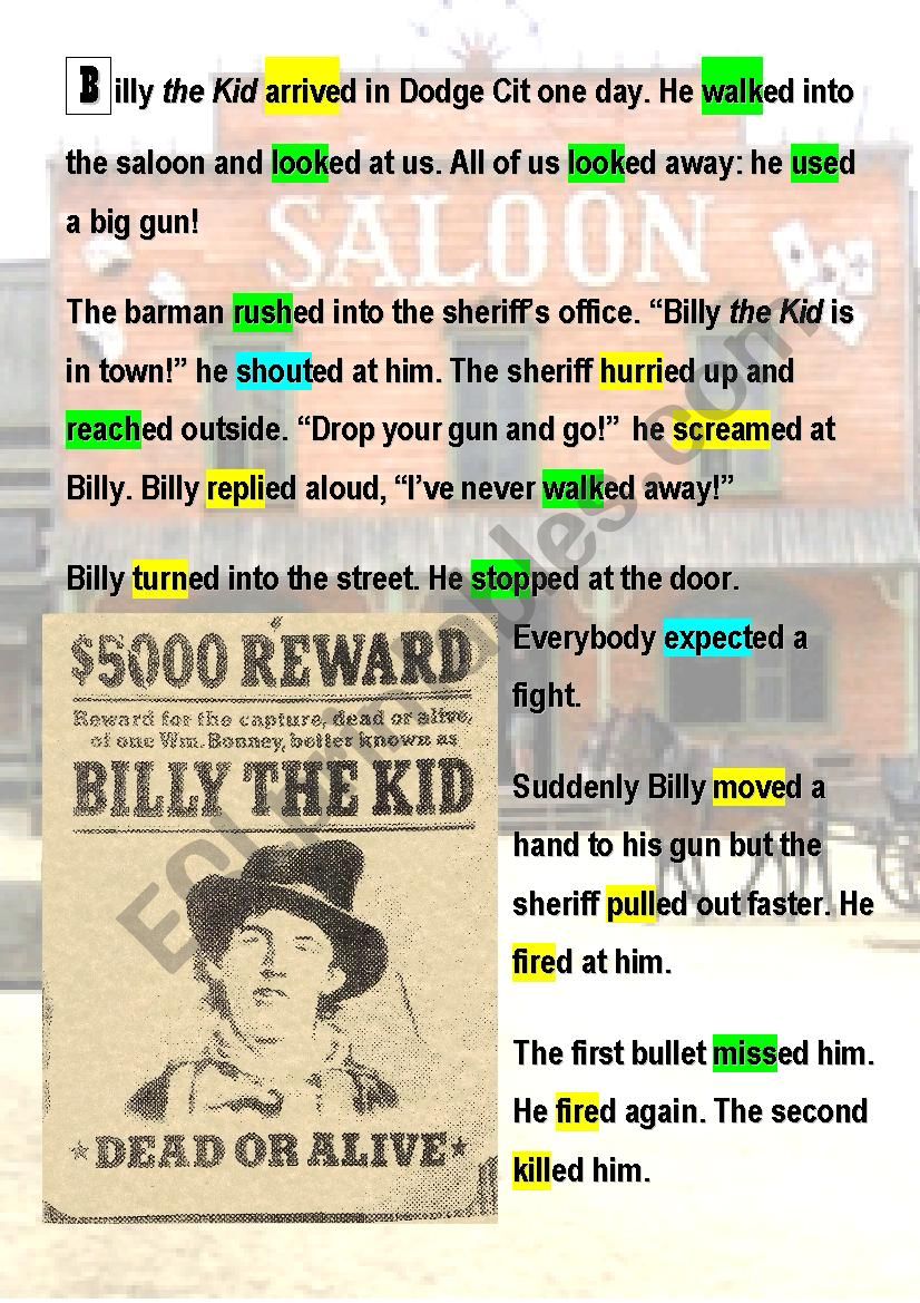 Billy the Kid worksheet