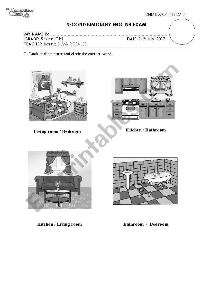 parts of the house worksheet