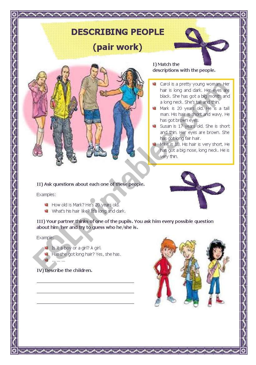 DESCRIBING PEOPLE (01.08.08) worksheet