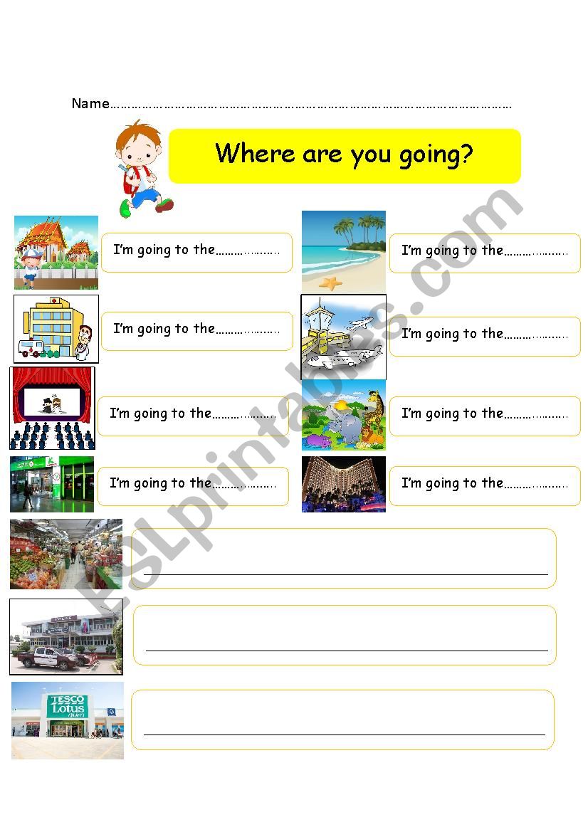 Where are you going? worksheet