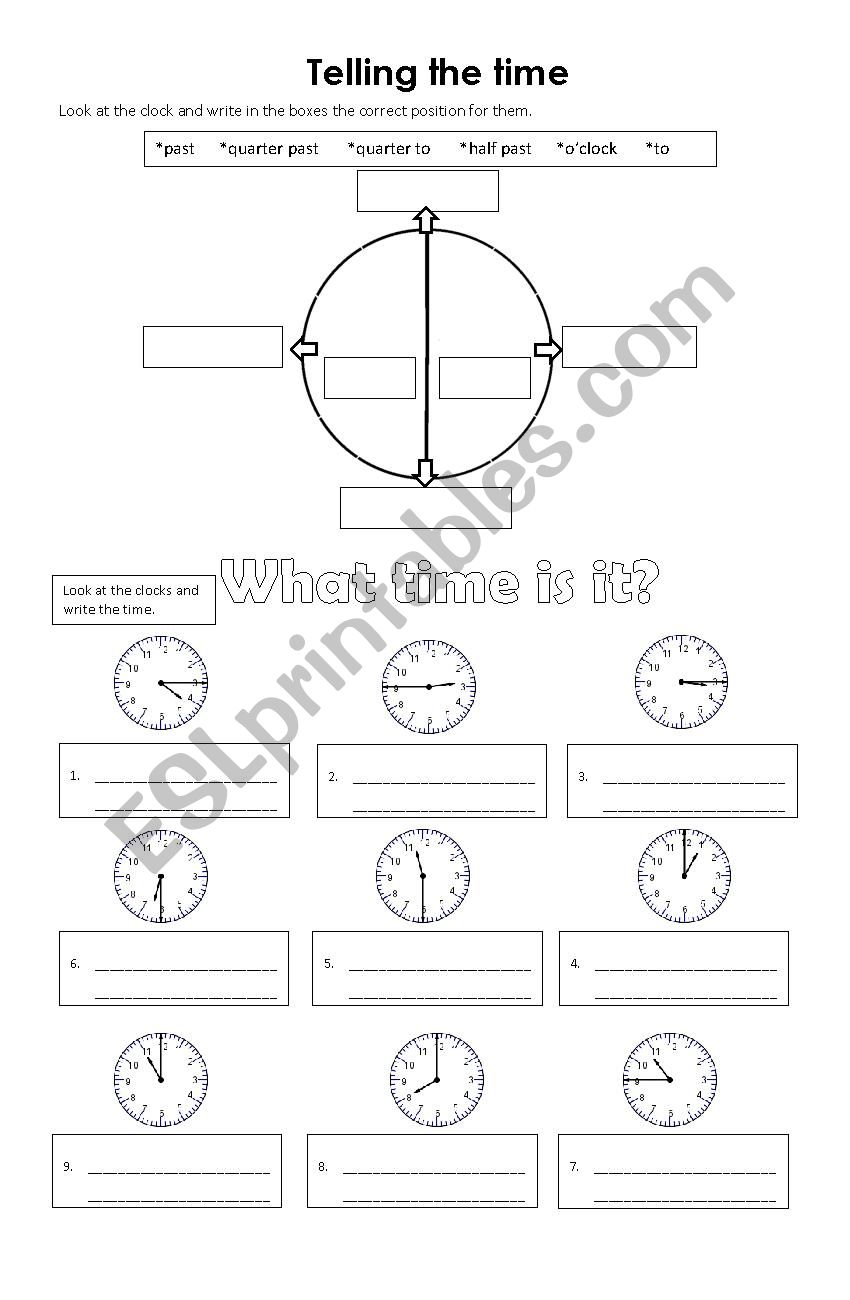 Telling the time practice worksheet