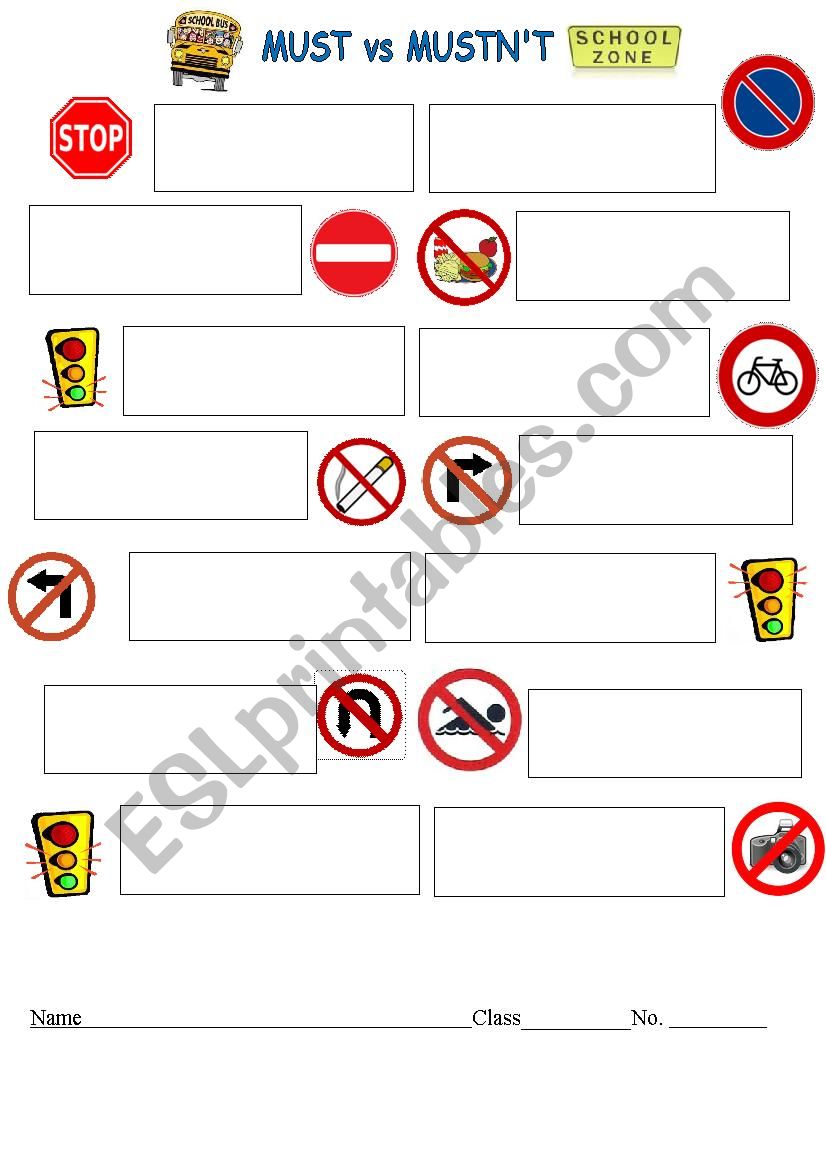 Traffic signs worksheet