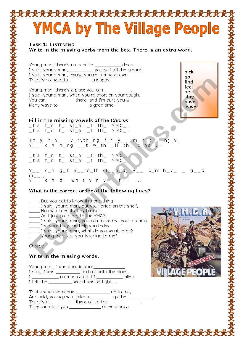 YMCA by The Village People worksheet