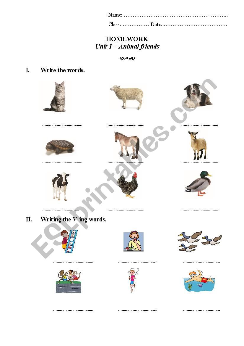 Farm animals worksheet