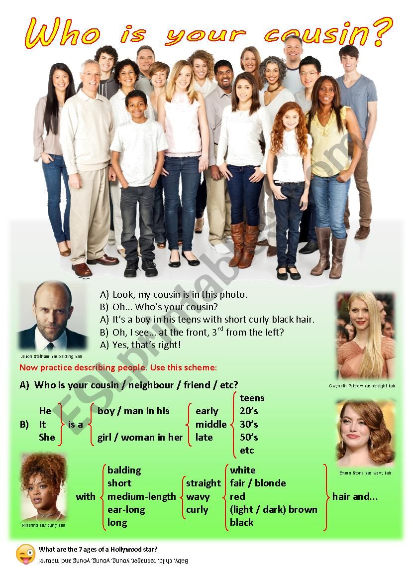 Who is your cousin? worksheet