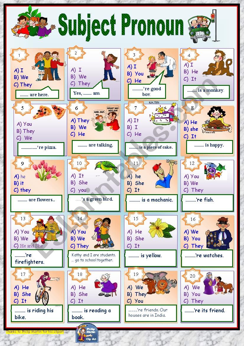 Subject Pronouns Worksheet For Beginner Subject Pronouns Activity 