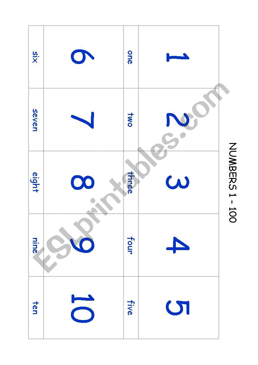 Numbers 1 - 100 worksheet