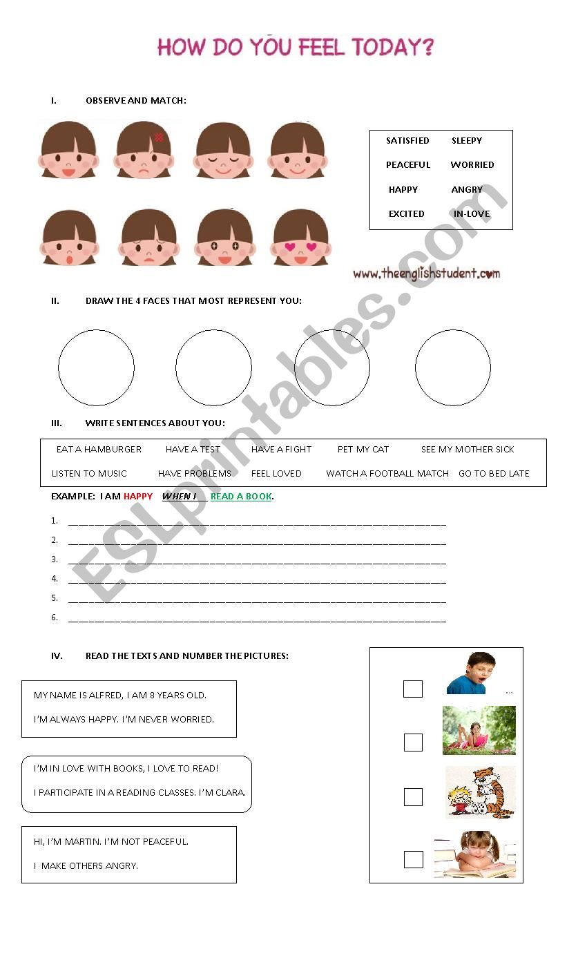 Emotions and Reading worksheet