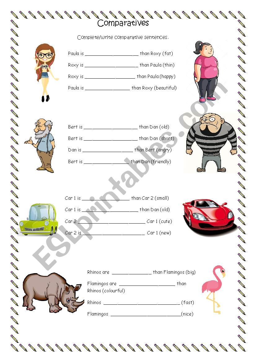 Comparative ws for children worksheet