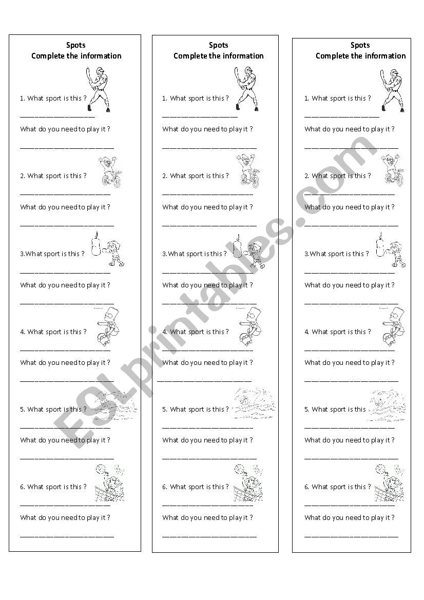 SPORTS worksheet