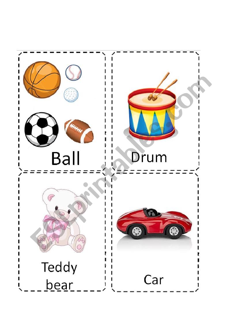 Toys flash cards worksheet