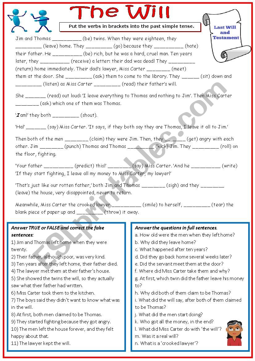 The Will worksheet