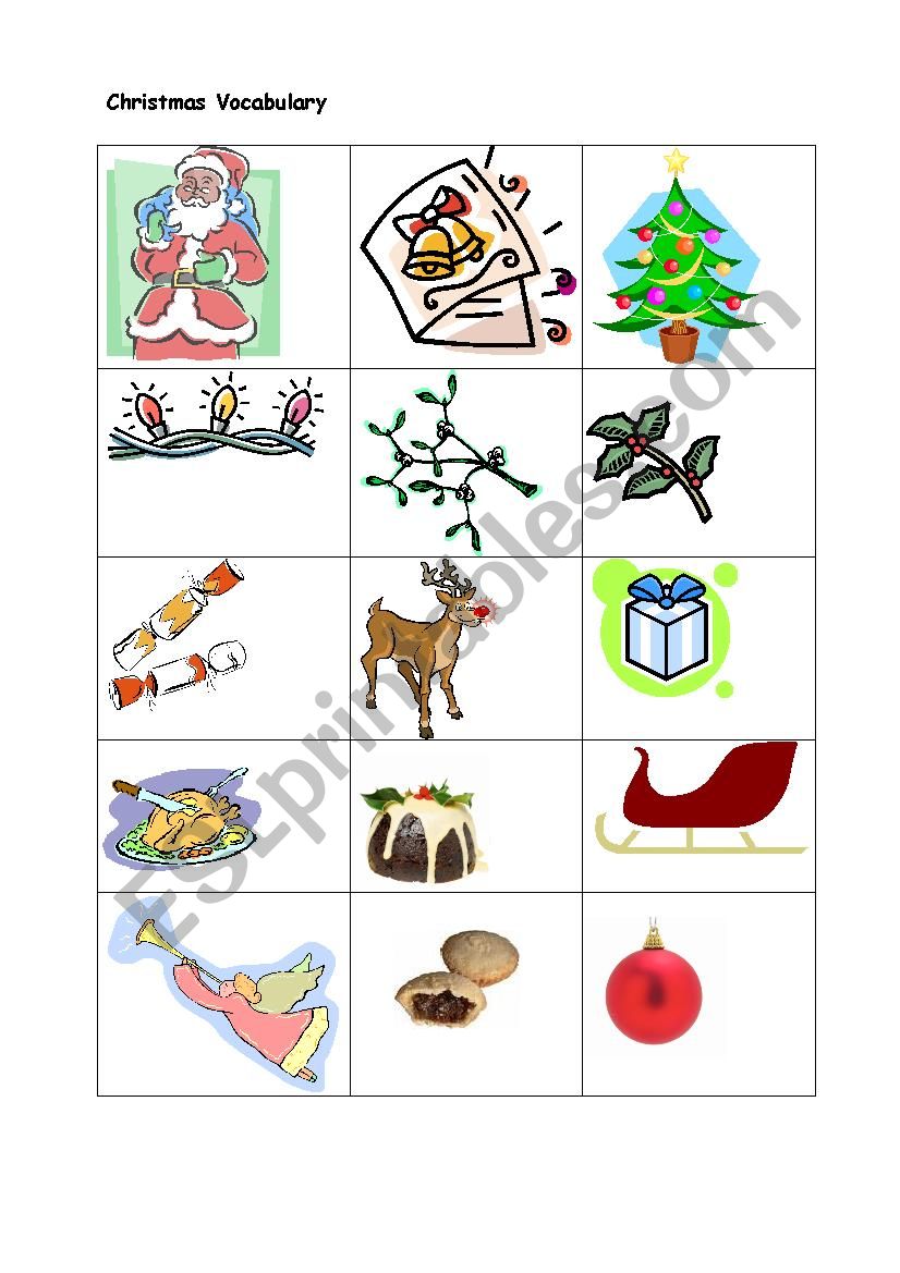 CHRISTMAS VOCABULARY worksheet