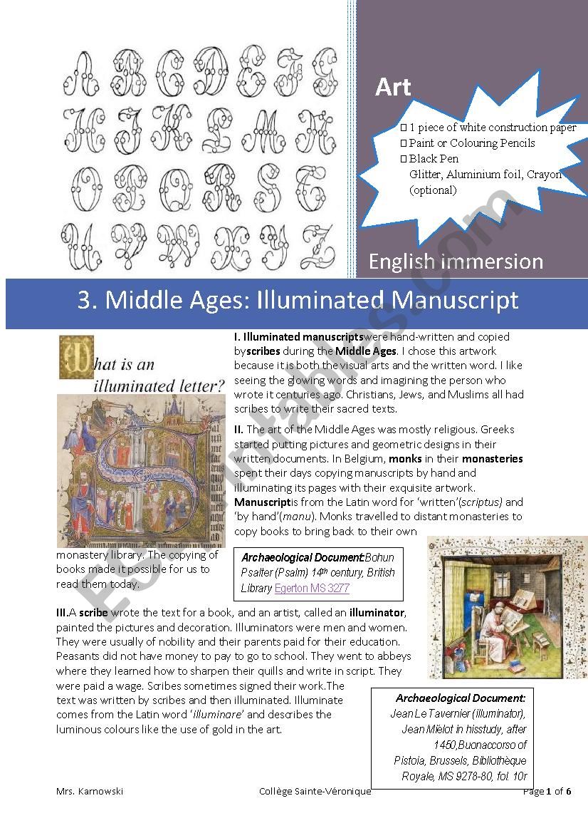 Art History: 3. Middle Ages and Illuminated Manuscripts