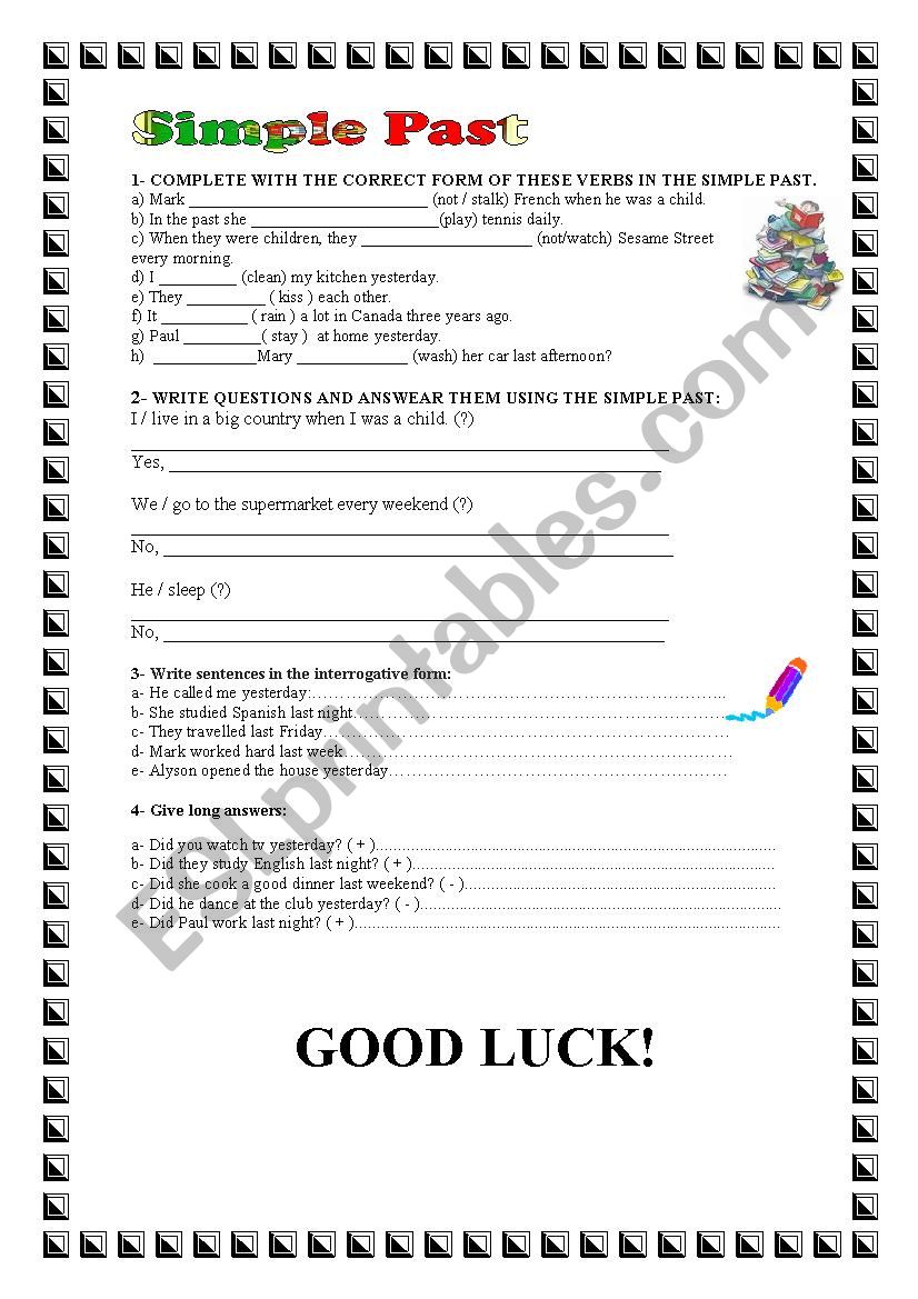 Simple Past Tense worksheet