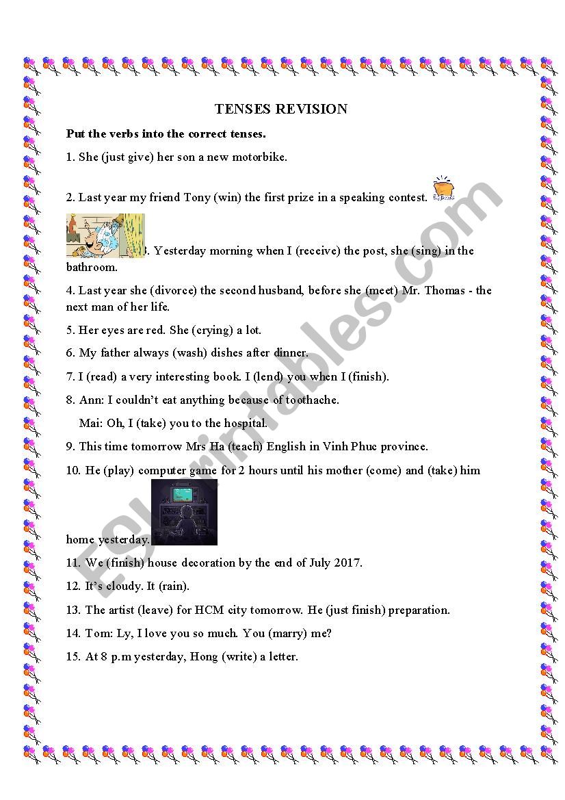 Tenses exercises - good for revision
