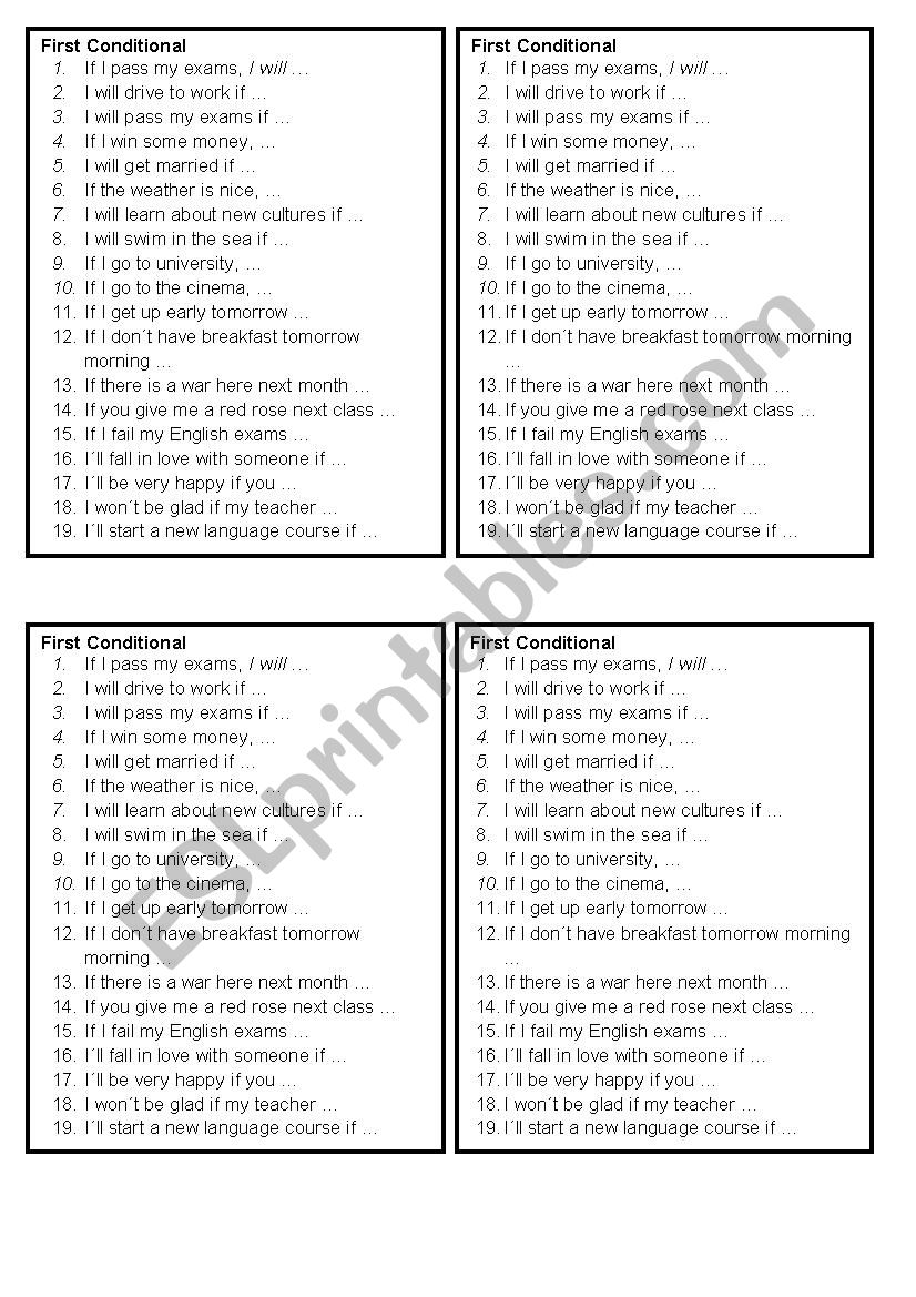 First conditional speaking cards