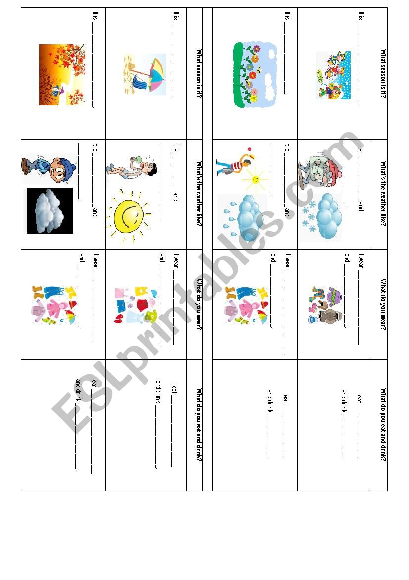 Weather-Food-Clothes worksheet