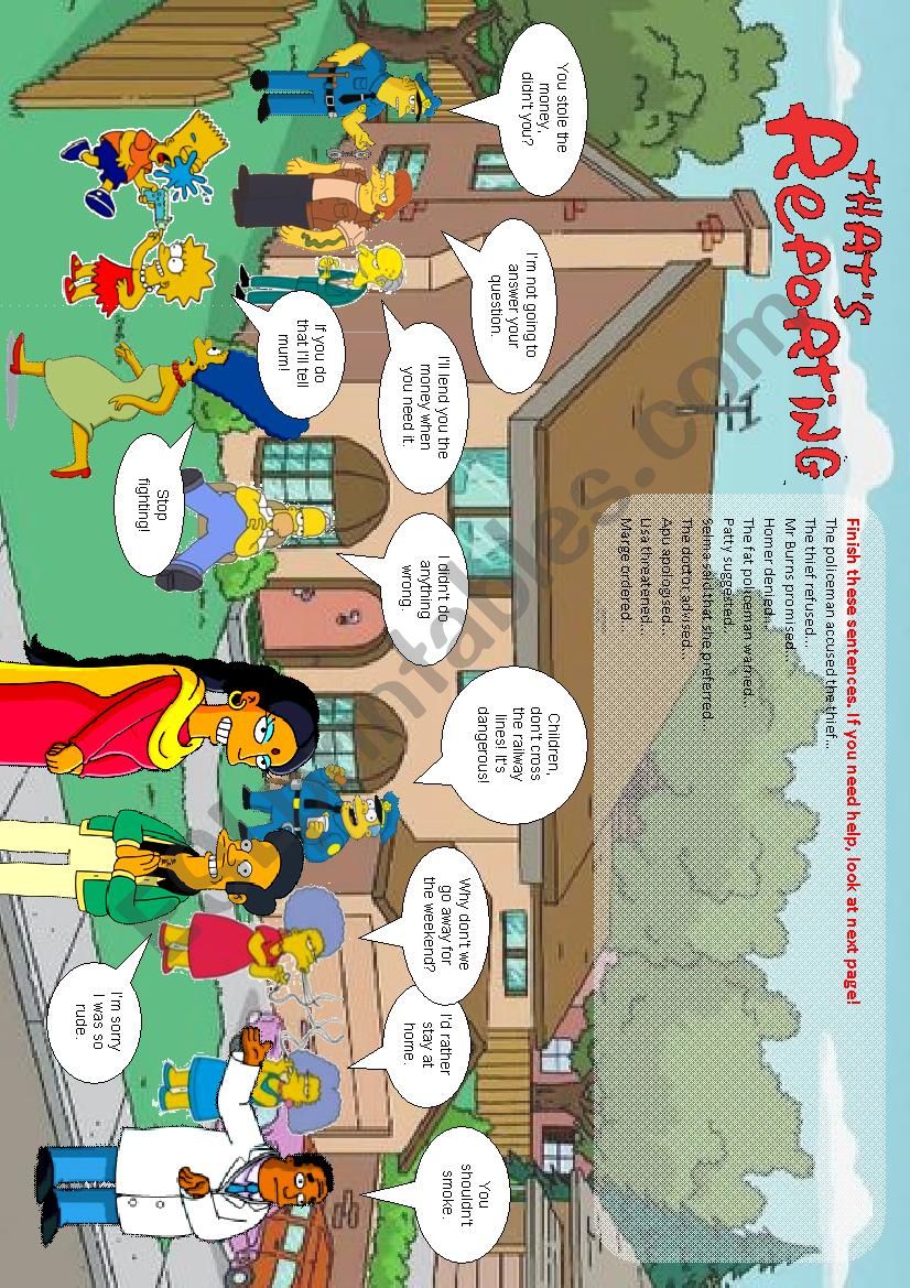 Reporting verbs with the Simpsons