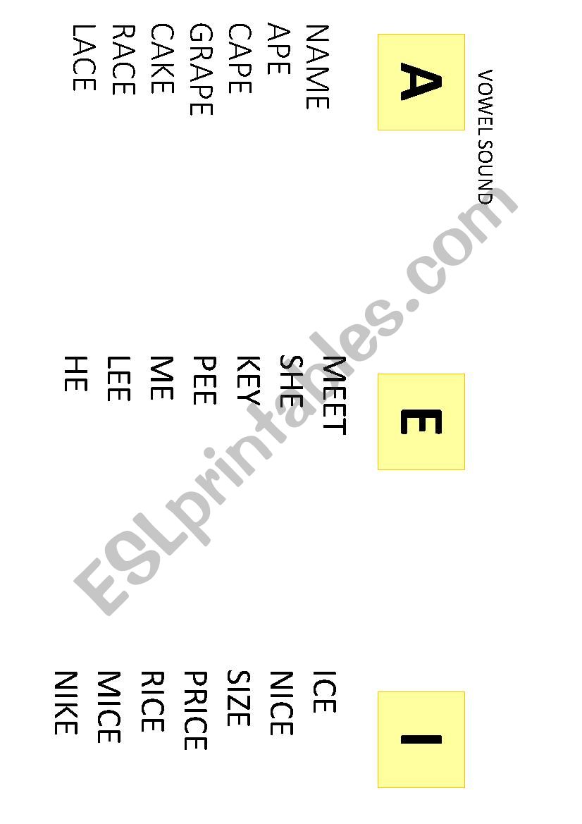 vowel sound A-E-I worksheet