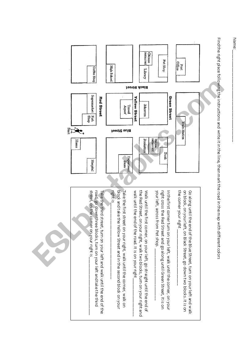 Giving directions worksheet