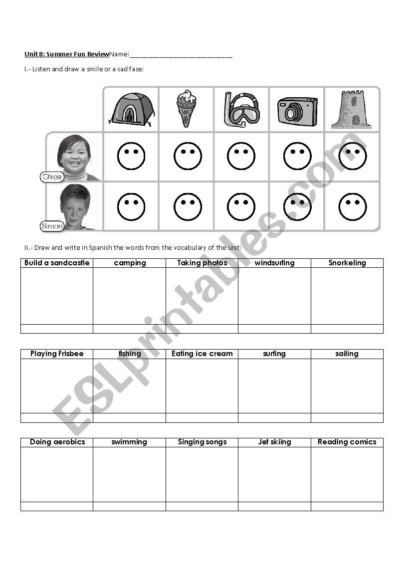 summer fun worksheet