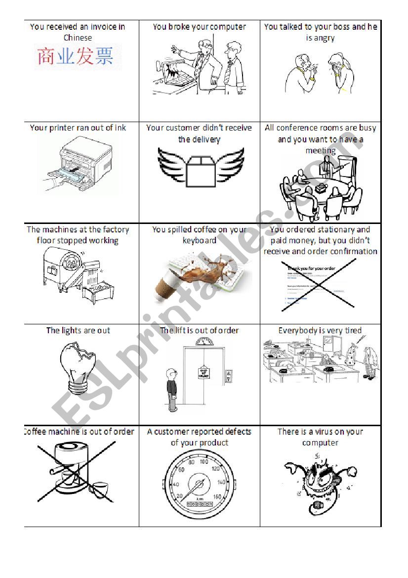 Problems at work worksheet