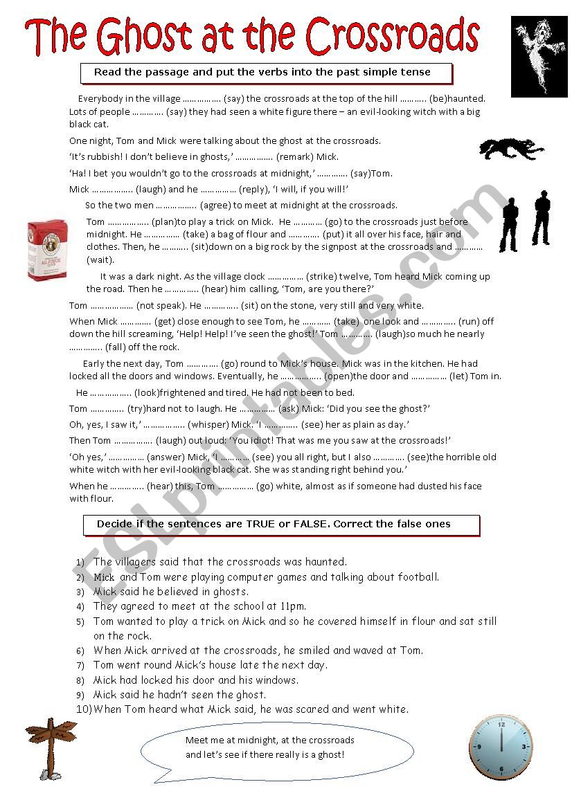 The Ghost at the Crossroads worksheet