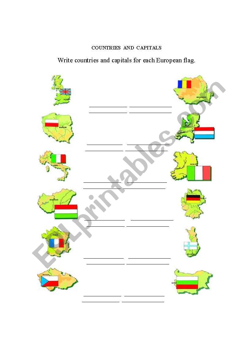 EUROPEAN COUNTRIES worksheet