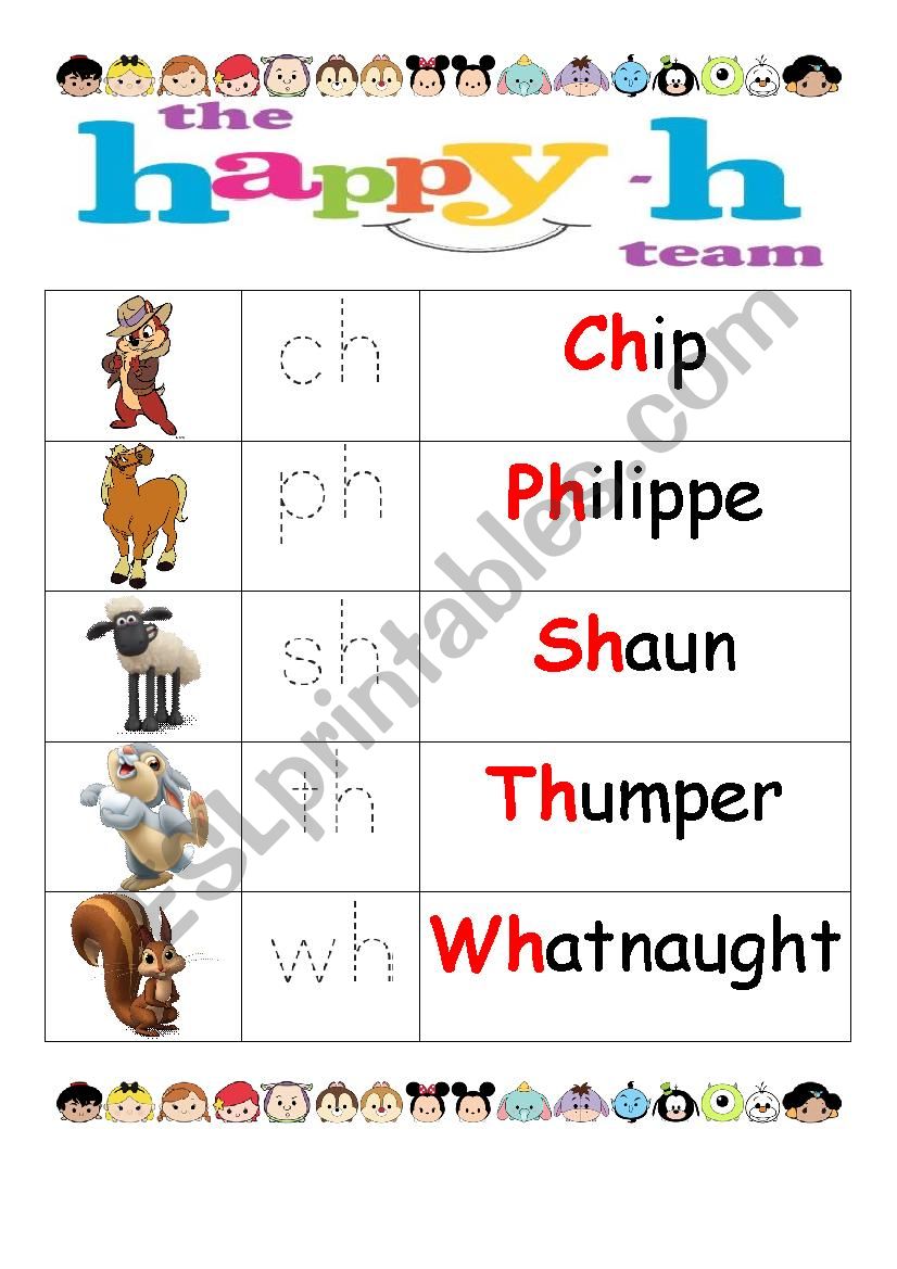 Phonics - Digraphs - The Happy -H Team