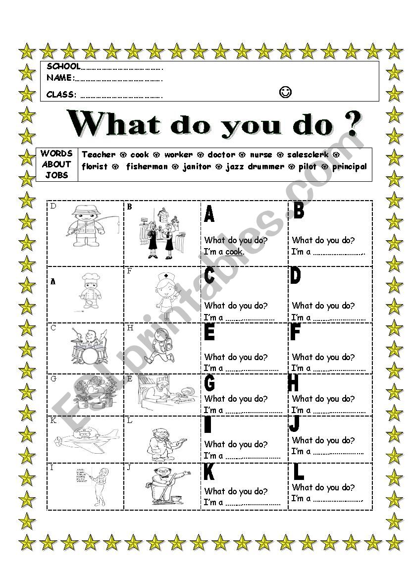 what do you do ?  worksheet