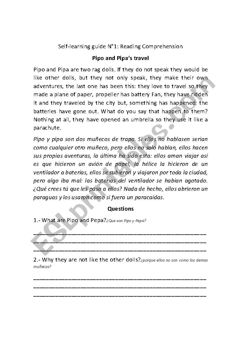 Reading Comprehension worksheet