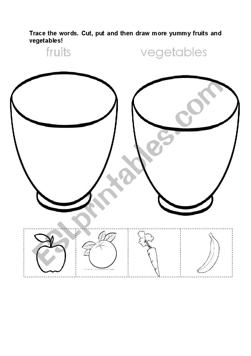 Fruits or vegetables - cut and stick