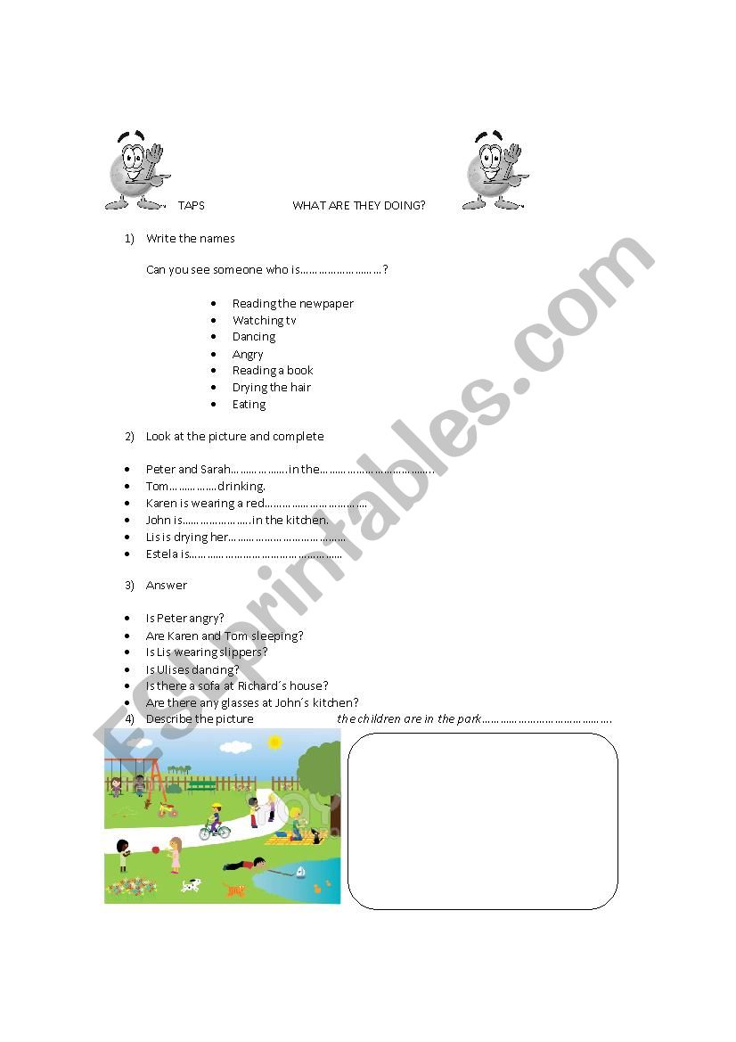 revision present continuous worksheet