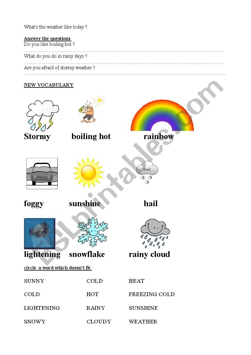 weather basic vocabulary worksheet