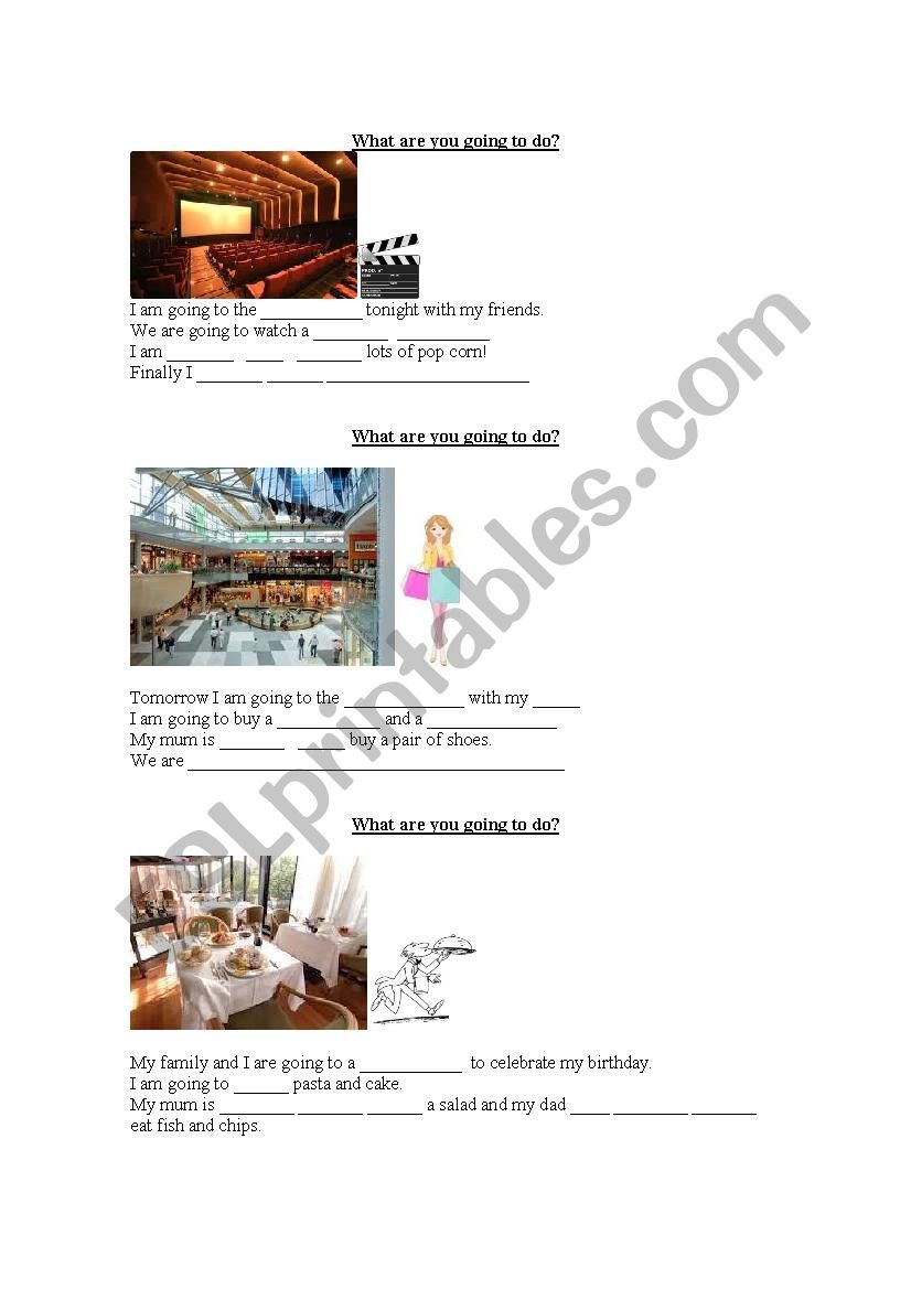 Going to + places in town worksheet