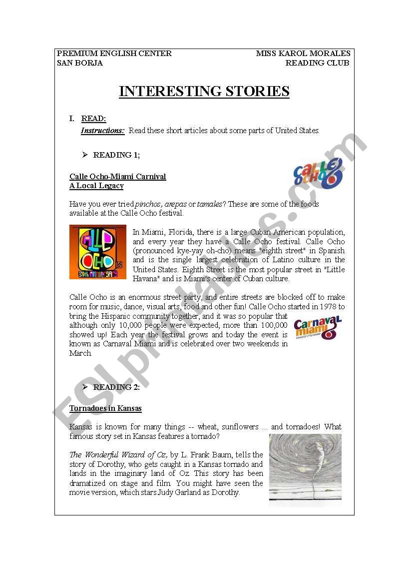 interesting stories worksheet