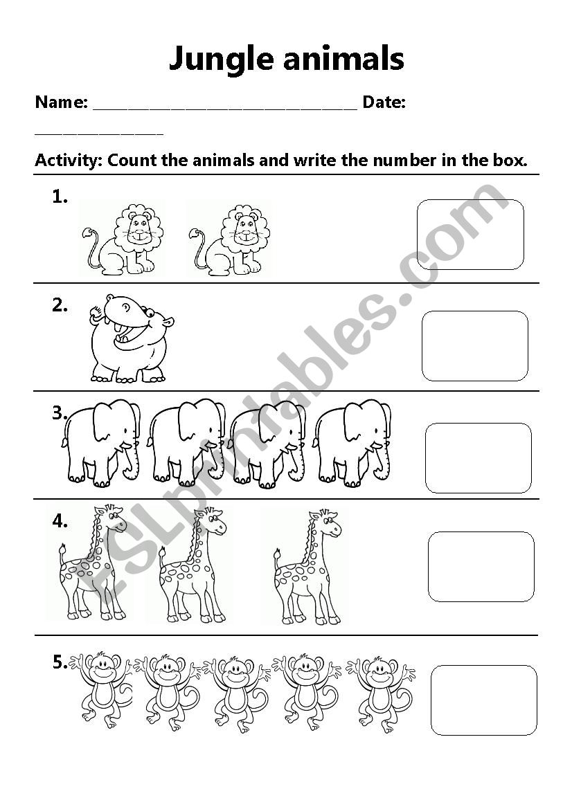 Count animals worksheet
