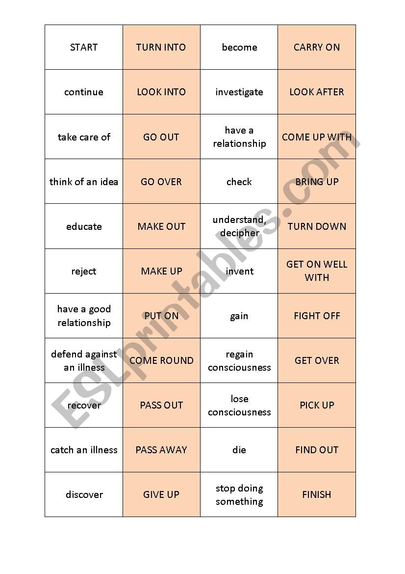 PHRASAL VERBS - DOMINo worksheet