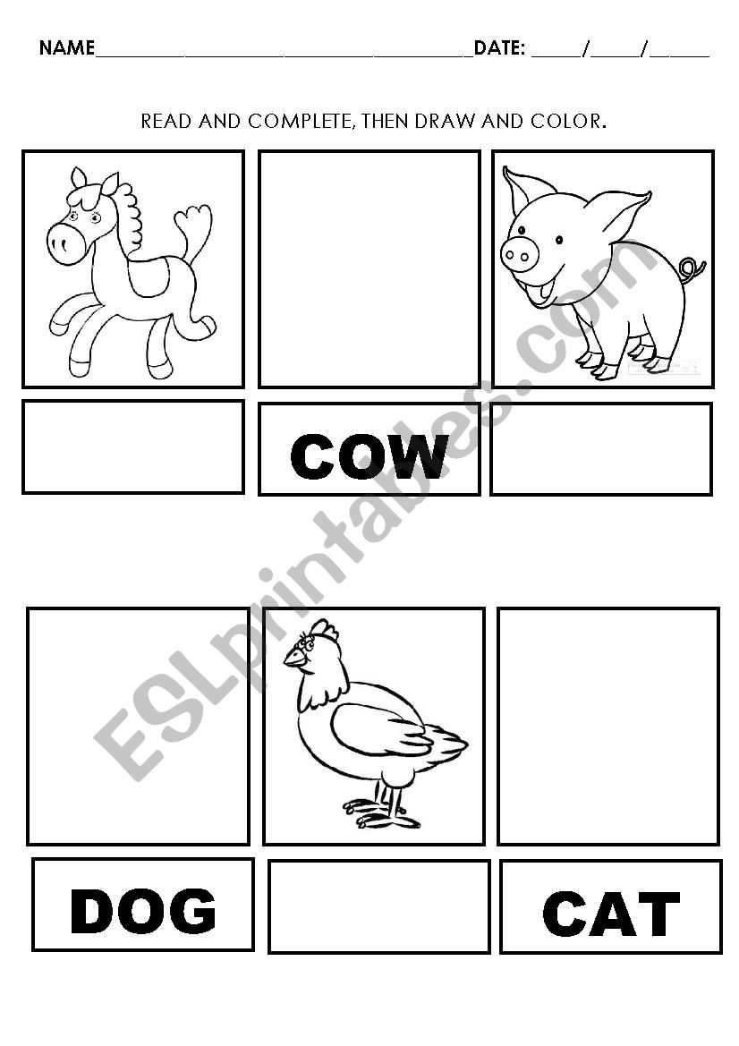 ANIMALS worksheet