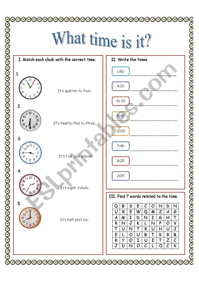 What time is it? worksheet